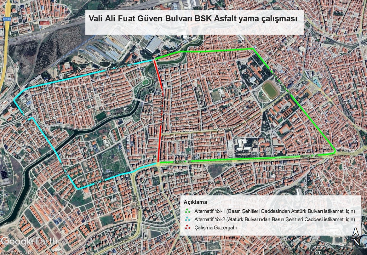 YOL ÇALIŞMALARI GECE DE DEVAM EDİYOR